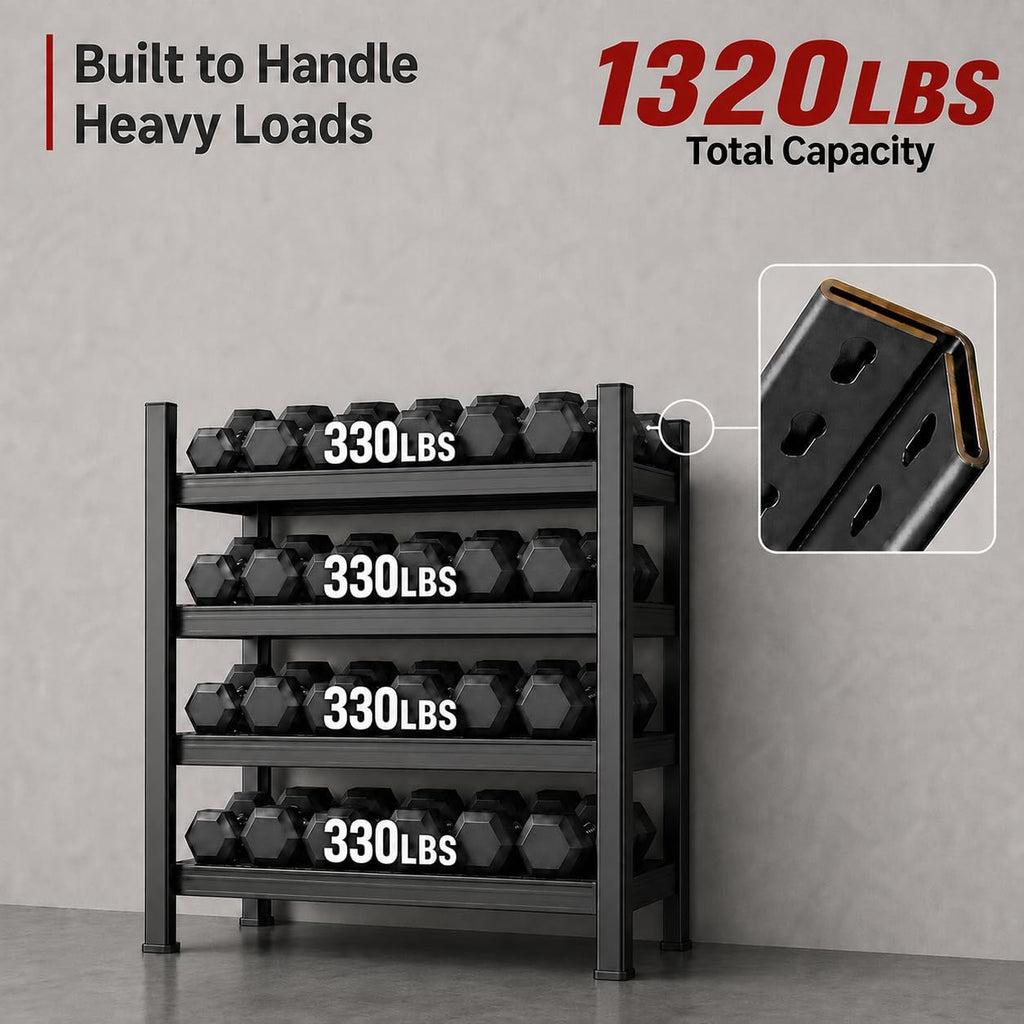 Metal Storage Shelf, Heavy‑Duty Cold‑Rolled Steel Organizer for Home Kitchen Garage (White, 47H*31.5L*16W(4 Tier), Thickened Version)