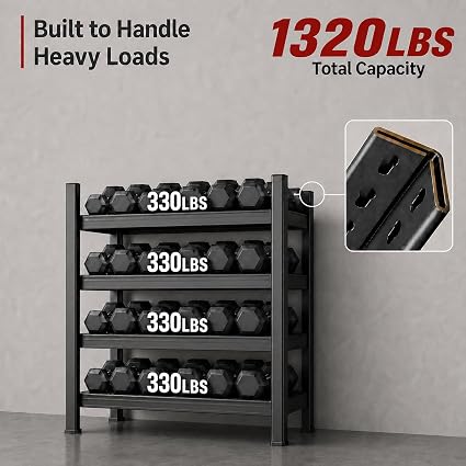 Metal Storage Shelf, Heavy‑Duty Cold‑Rolled Steel Organizer for Home Kitchen Garage (White, 47H*31.5L*16W(4 Tier), Thickened Version)