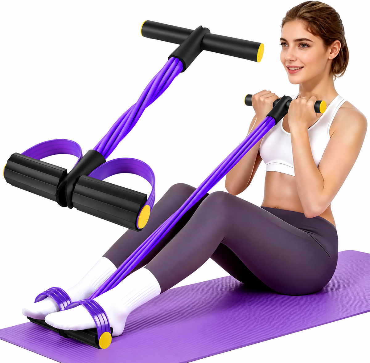 Pedal Resistance Band with Handle, Foot Pedal Resistance Band for Women, Multifunction Exercise Bands for Home Gym Full Body & Working Out