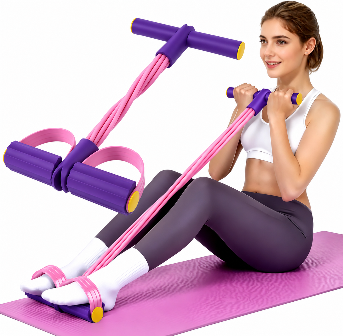 Pedal Resistance Band with Handle, Foot Pedal Resistance Band for Women, Multifunction Exercise Bands for Home Gym Full Body & Working Out