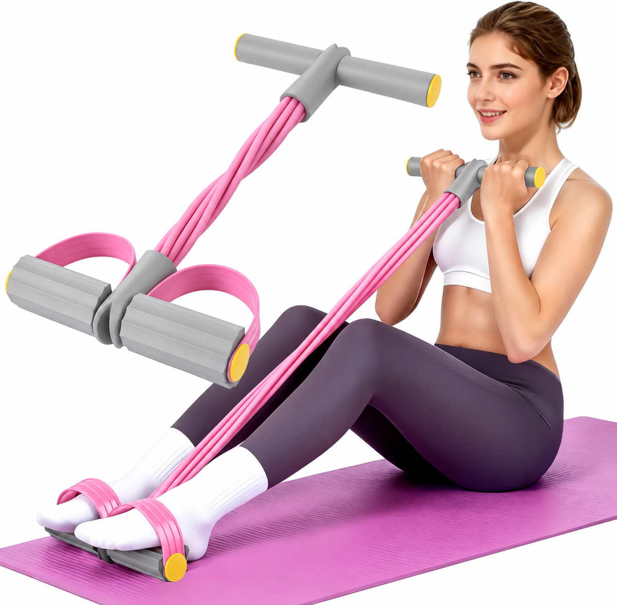 Pedal Resistance Band with Handle, Foot Pedal Resistance Band for Women, Multifunction Exercise Bands for Home Gym Full Body & Working Out