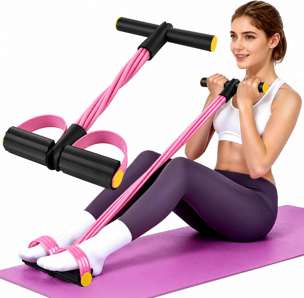 Pedal Resistance Band with Handle, Foot Pedal Resistance Band for Women, Multifunction Exercise Bands for Home Gym Full Body & Working Out