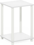 Turn-N-Tube Side Table, 2-Tier Modern Square End Table with Open Shelf, Toolless Night Stand, Bedside Table, for Living Room, Bedroom, White