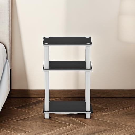 JUST Toolless 3-Tier Side Table, Open Shelf, White(Espresso)