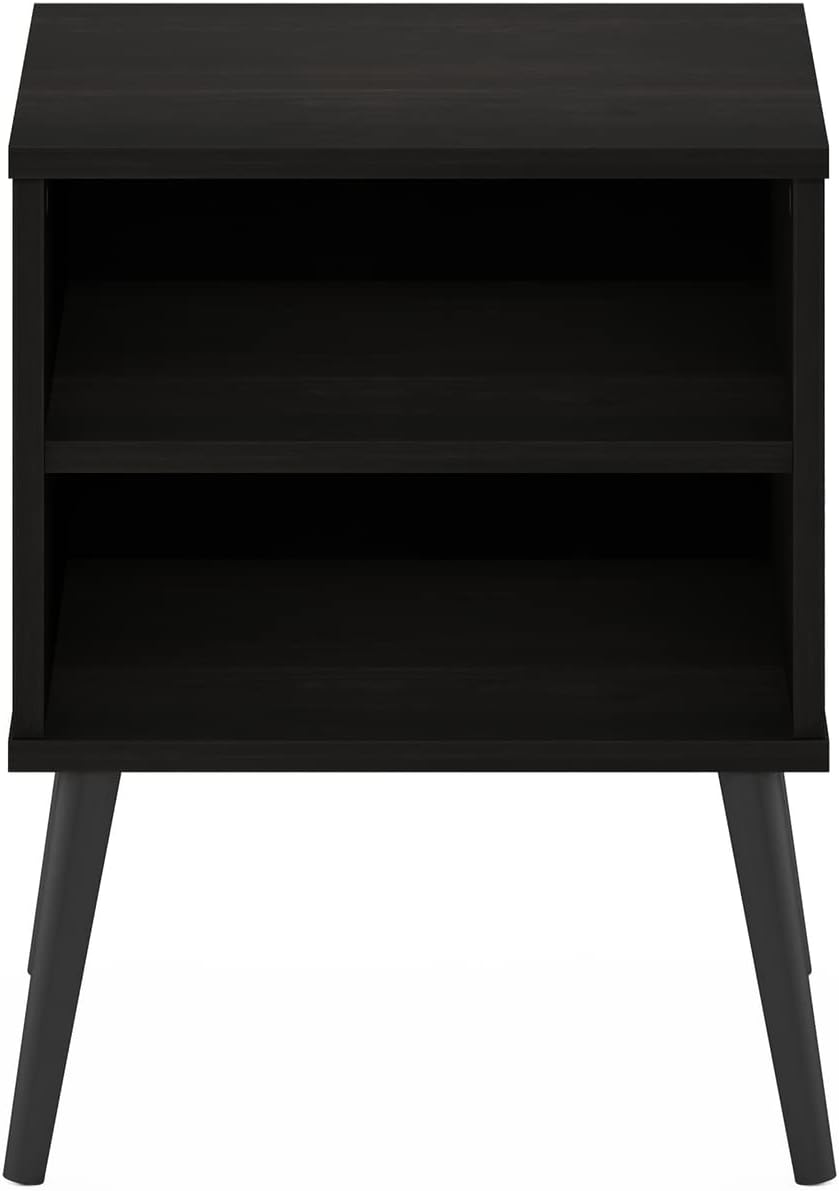 Claude Mid Century Style Nightstand with Wood Legs, 15.55 (D) x 15.55 (W) x 20.16 (H) inches, Espresso