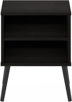 Claude Mid Century Style Nightstand with Wood Legs, 15.55 (D) x 15.55 (W) x 20.16 (H) inches, Espresso