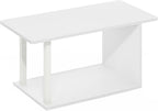 Basic 2-Tier Modern Coffee Table with Open Shelf, White