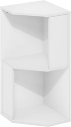ECON Corner Shelf, 2-Tier Corner Book Shelf, Standing Storage Shelves, Cube Display Rack, Bookshelf, for Organization and Storage, Living Room, Home Office, White