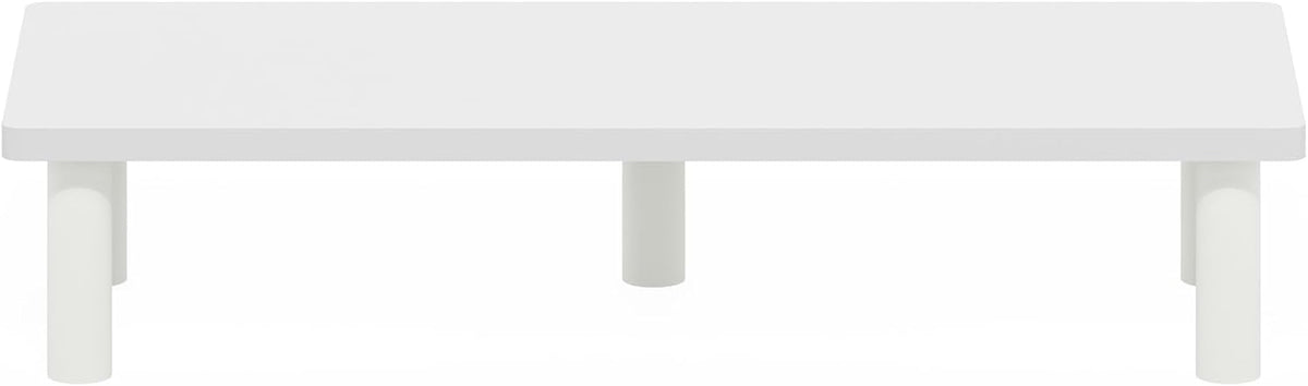 TURN-N-TUBE Monitor Stand Riser, 23.6" Wide Rectangle Monitor Riser, Laptop Stand for Desk, Office Desktop Accessories Organizers, Toolless Assembly, For Study Room, Dorm, White