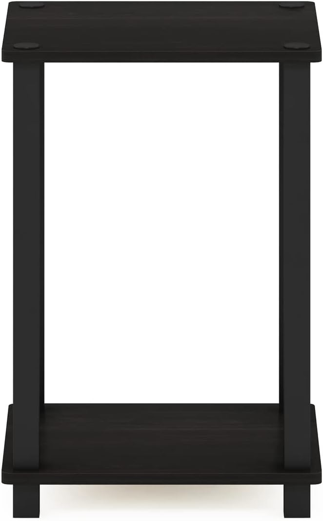 Simplistic Toolless Small 2-Tier Night Stand, Black Espresso