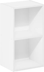 PASIR Book Shelf, 2-Tier Modern Bookshelf, Open Shelves Bookcase 9 x 12 x 21, Easy Assembly, for Living Room, Bedroom, Home Office, White