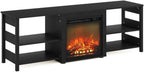 CLASSIC Fireplace 3-Tier TV Stand for TV up to 70 Inch, Americano