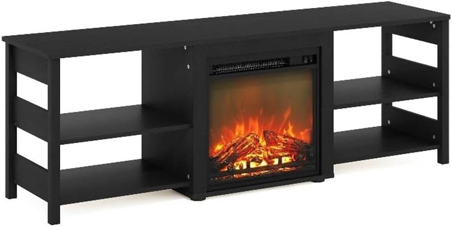 CLASSIC Fireplace 3-Tier TV Stand for TV up to 70 Inch, Americano