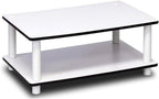 JUST 2-Tier Modern Coffee Table with Open Shelf, Toolless Assembly Side Table, for Living Room, Bedroom, Home Office, White