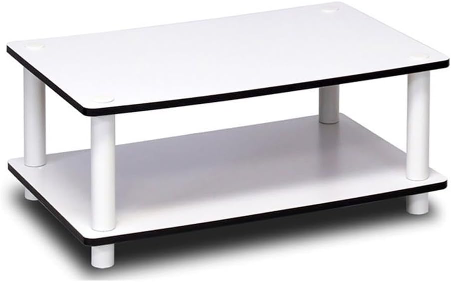JUST 2-Tier Modern Coffee Table with Open Shelf, Toolless Assembly Side Table, for Living Room, Bedroom, Home Office, White