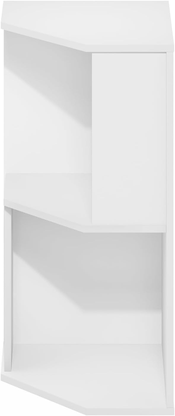 ECON Corner Shelf, 2-Tier Corner Book Shelf, Standing Storage Shelves, Cube Display Rack, Bookshelf, for Organization and Storage, Living Room, Home Office, Plain White