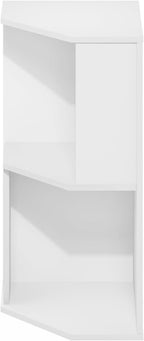 ECON Corner Shelf, 2-Tier Corner Book Shelf, Standing Storage Shelves, Cube Display Rack, Bookshelf, for Organization and Storage, Living Room, Home Office, Plain White
