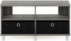 Andrey Entertainment Center with Bin Drawers, French Oak Grey/Black