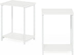 Simplistic Side Table Set of 2, 2-Tier Modern Metal Frame End Table with Open Shelf, Night Stand, Bedside Table, Easy Assembly, for Living Room, Bedroom, White