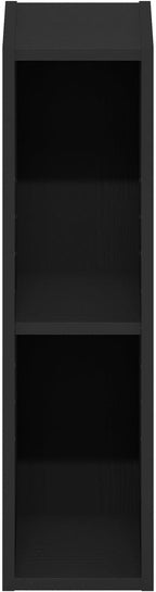 Fulda Book Shelf, 2-Tier Narrow Bookshelf, Bookcase with 6-in Width Storage Shelf, 9.3 x 5.9 x 21.2, for Living Room, Bedroom, Home Office, Blackwood