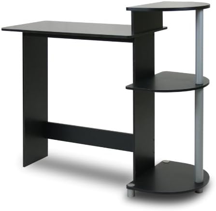 COMPACT Desk, 28.5" Wide Gaming Desk with Shelves, Computer Desk with Book Shelf, Office Desk for Home Office, Study Room, Dorm, Bedroom, Black