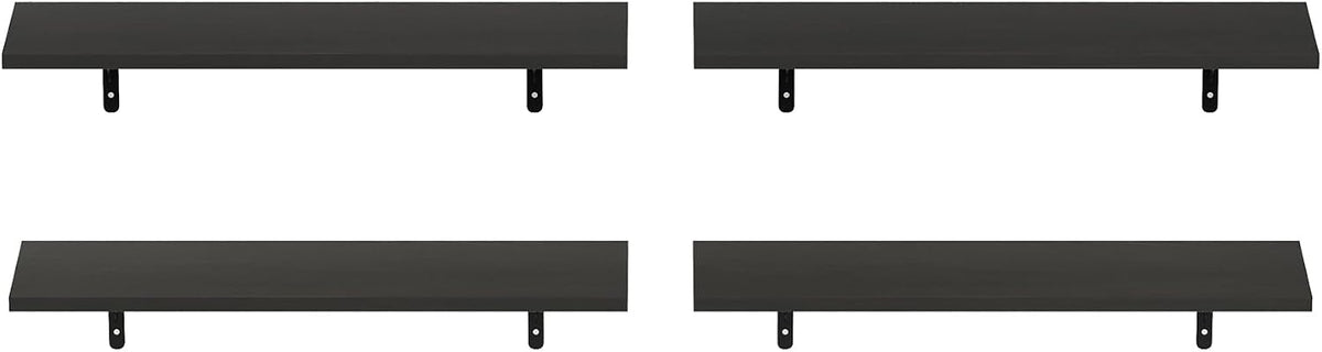Rossi Set of 4 Floating Shelves for Wall, Espresso