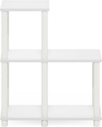Turn-N-Tube Storage Shelves, 2-Tier Ladder Shape Book Shelf with Open Frame Design, 5-Cube Corner Shelf, Toolless Open Shelves, Living Room, Garage, Home Office, White