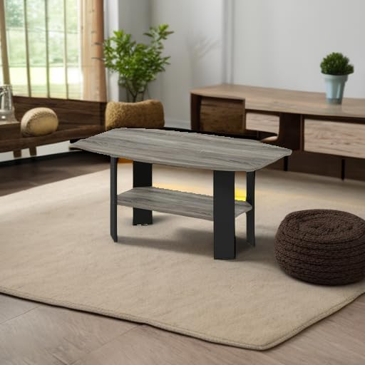 Simple Design Coffee Table, French Oak Grey/Black