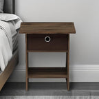 Dario End Table / Side Table / Night Stand / Bedside Table with Bin Drawer, 1-Pack, Columbia Walnut/Dark Brown
