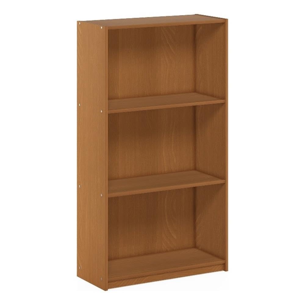 Basic 3-Tier Book Shelf with Open Shelves, Dark Walnut