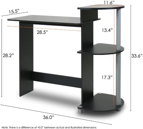 COMPACT Desk, 28.5" Wide Gaming Desk with Shelves, Computer Desk with Book Shelf, Office Desk for Home Office, Study Room, Dorm, Bedroom, Black