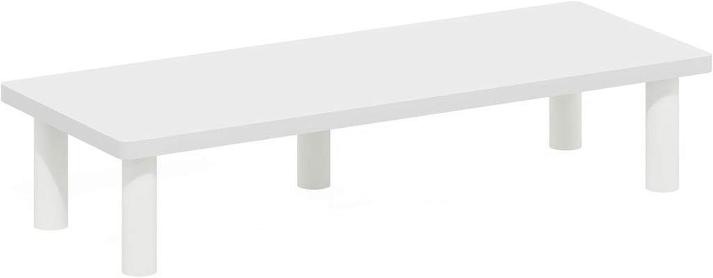 TURN-N-TUBE Monitor Stand Riser, 23.6" Wide Rectangle Monitor Riser, Laptop Stand for Desk, Office Desktop Accessories Organizers, Toolless Assembly, For Study Room, Dorm, White