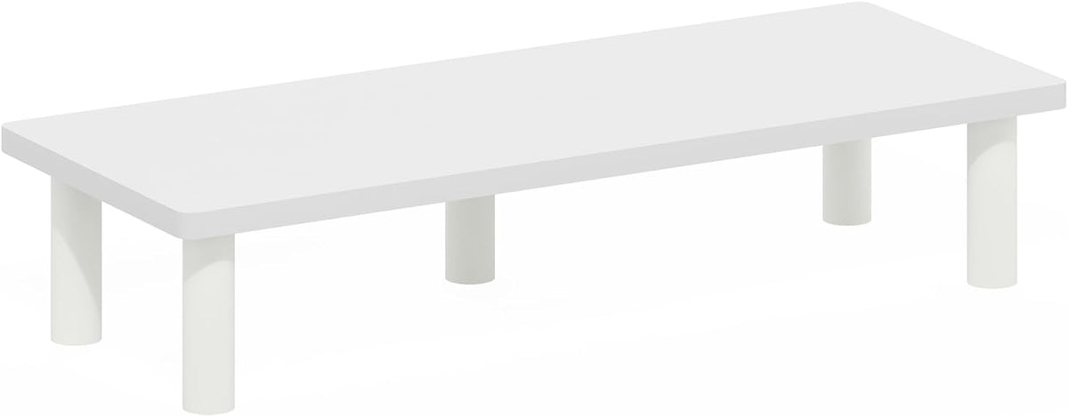 TURN-N-TUBE Monitor Stand Riser, 23.6" Wide Rectangle Monitor Riser, Laptop Stand for Desk, Office Desktop Accessories Organizers, Toolless Assembly, For Study Room, Dorm, White