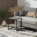 CAMNUS 2-Tier Metal Frame Side Table, French Oak Grey