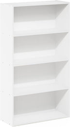 PASIR Book Shelf, 4-Tier Bookshelf, Bookcase with Open Shelf, 9.4 x 23.6 x 41.7, for Living Room, Bedroom, Home Office, White