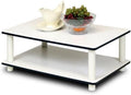 JUST 2-Tier Modern Coffee Table with Open Shelf, Toolless Assembly Side Table, for Living Room, Bedroom, Home Office, White