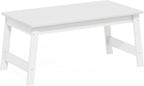Beginning Coffee Table, Rectangular Modern Center Table with H-Legs, Side Table, Soft Edges, Easy Assembly, for Living Room, Bedroom, Home Office, White
