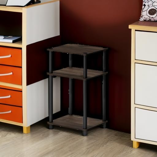 JUST Toolless 3-Tier Side Table, Open Shelf, Columbia Walnut