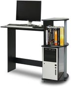 COMPACT Desk, 28.5" Wide Gaming Desk with Shelves, Computer Desk with Book Shelf, Office Desk for Home Office, Study Room, Dorm, Bedroom, Black