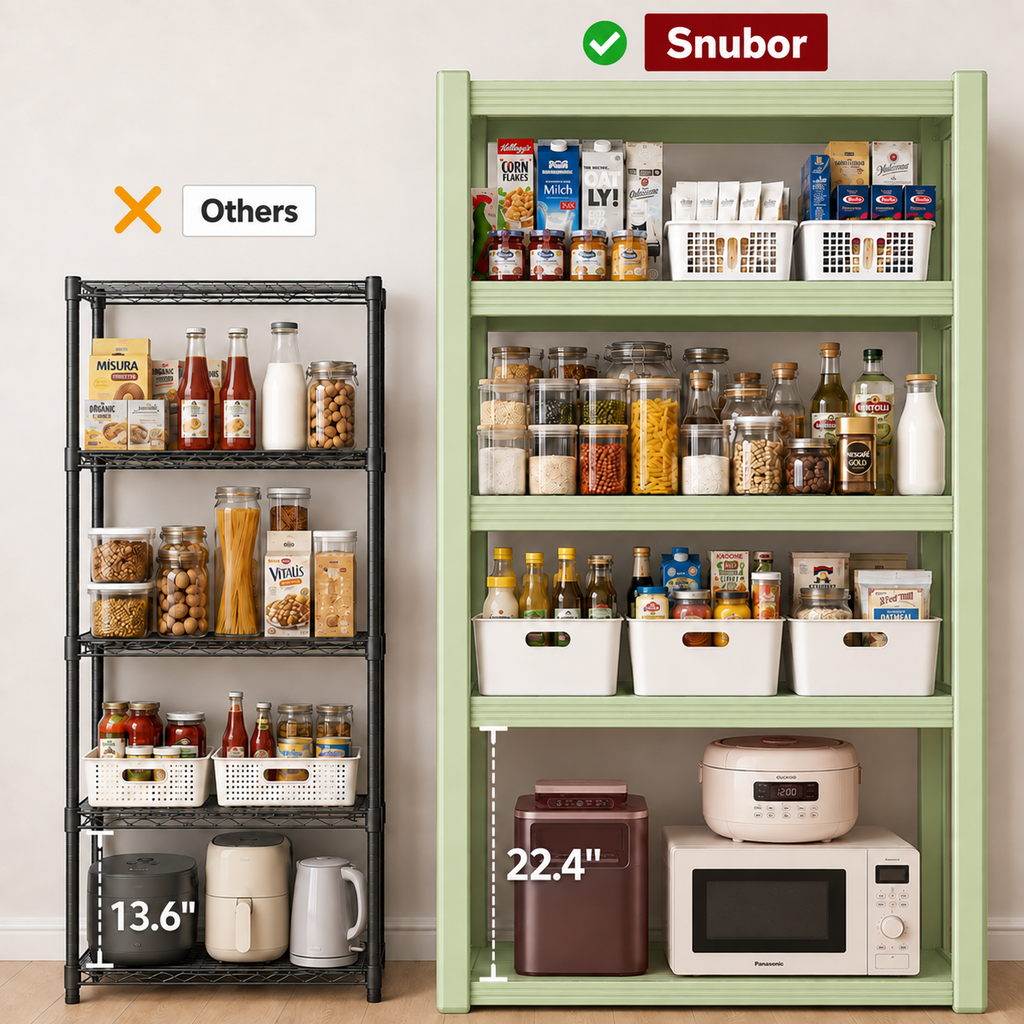 Metal Storage Shelf, Heavy‑Duty Cold‑Rolled Steel Organizer for Home Kitchen Garage (White, 47H*31.5L*16W(4 Tier), Thickened Version)