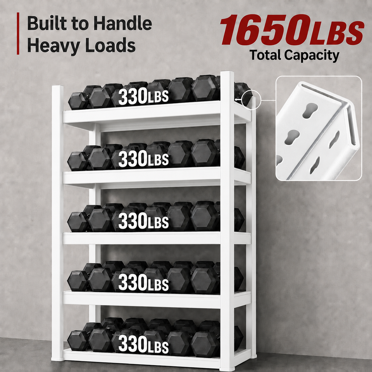 Metal Storage Shelf, Heavy‑Duty Cold‑Rolled Steel Organizer for Home Kitchen Garage (White, 47H*31.5L*16W(4 Tier), Thickened Version)