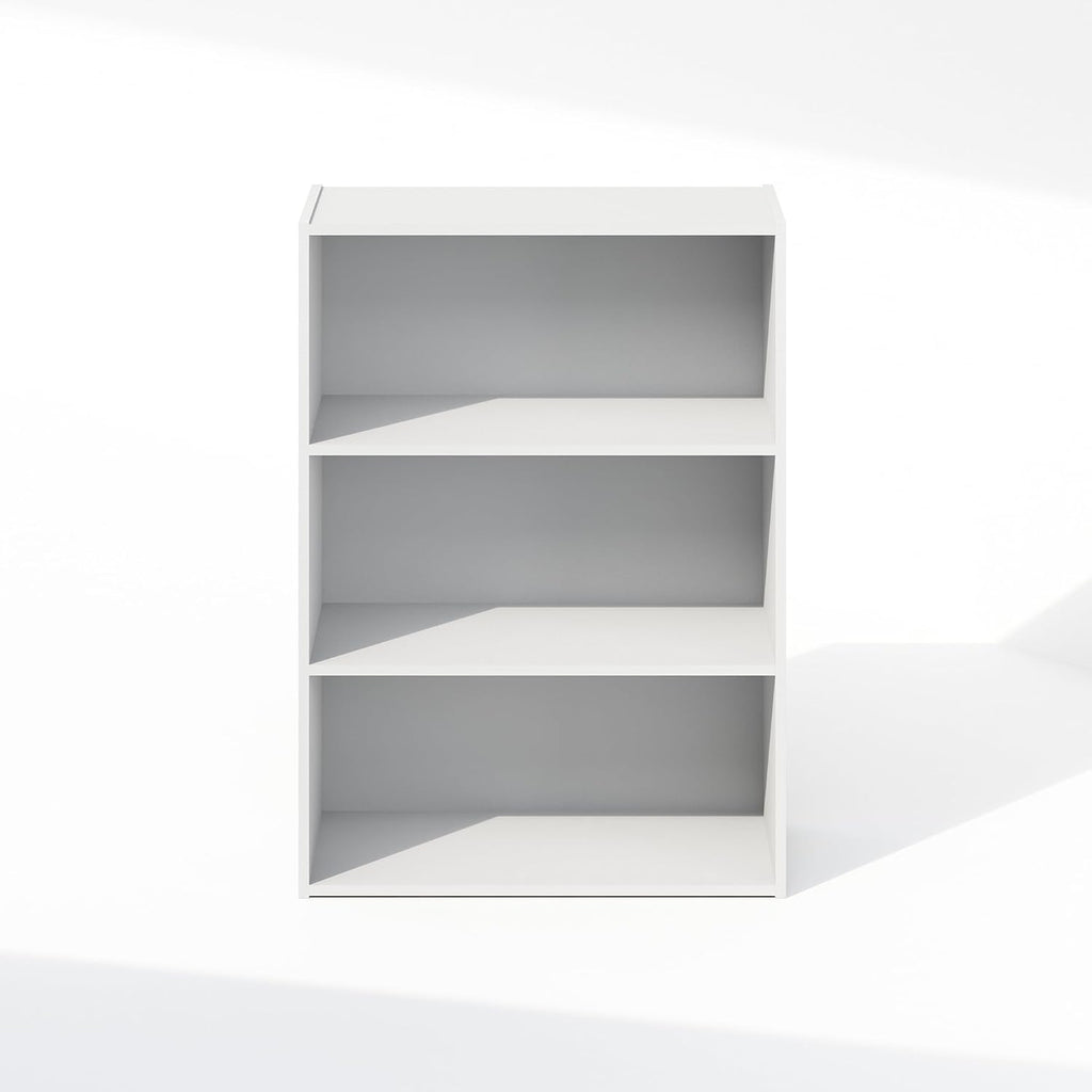 Simple Book Shelf, 3-Tier Bookshelf, Storage Shelves Bookcase, 9.7 x 23.7 x 31.5, for Living Room, Bedroom, Home Office, Plain White