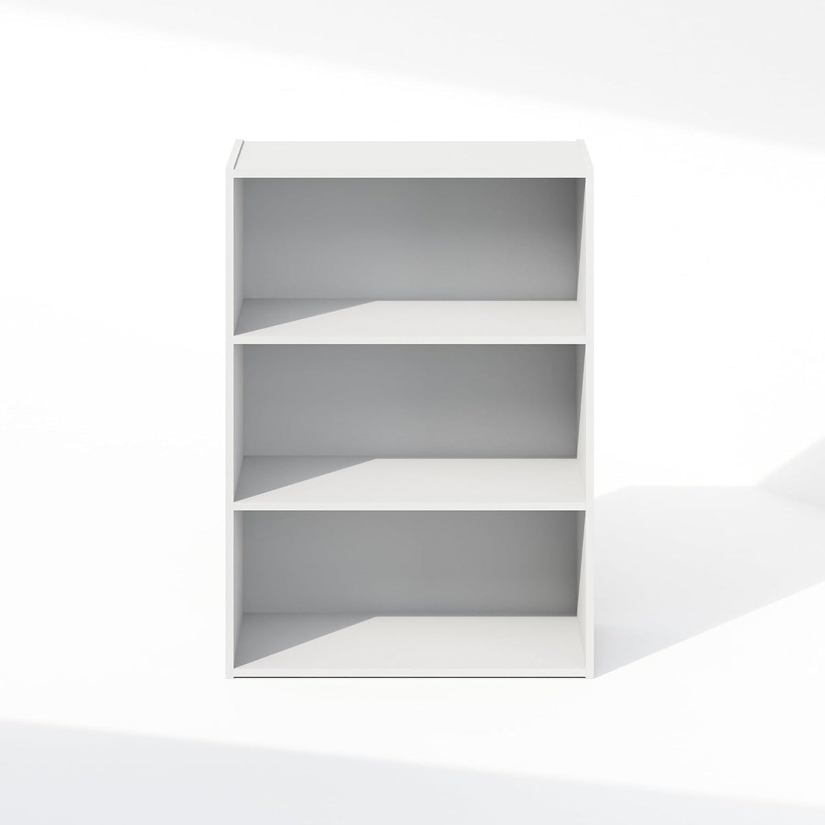 Simple Book Shelf, 3-Tier Bookshelf, Storage Shelves Bookcase, 9.7 x 23.7 x 31.5, for Living Room, Bedroom, Home Office, Plain White