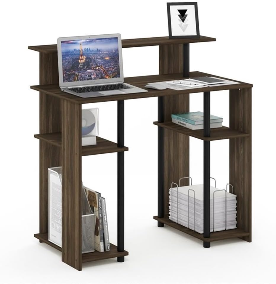 JAYA Simple Design Computer Writing Desk, Columbia Walnut/Black