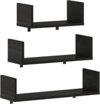 Rossi Floating Shelves for Wall Set of 3, Wall Shelf, Wall Mounted Shelves for Bathroom, Home Office, Living Room, Black Espresso