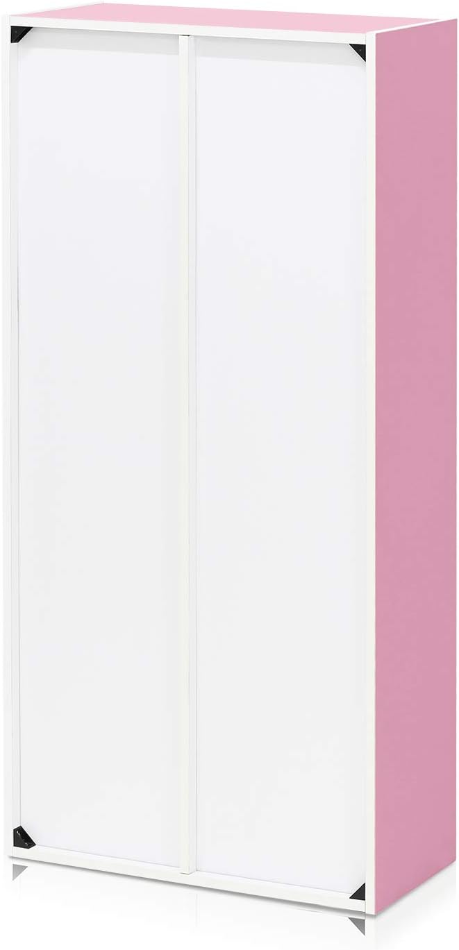 LUDER 7-Cube Book Shelf, Kids Bookshelf, Toy Storage, White/Pink