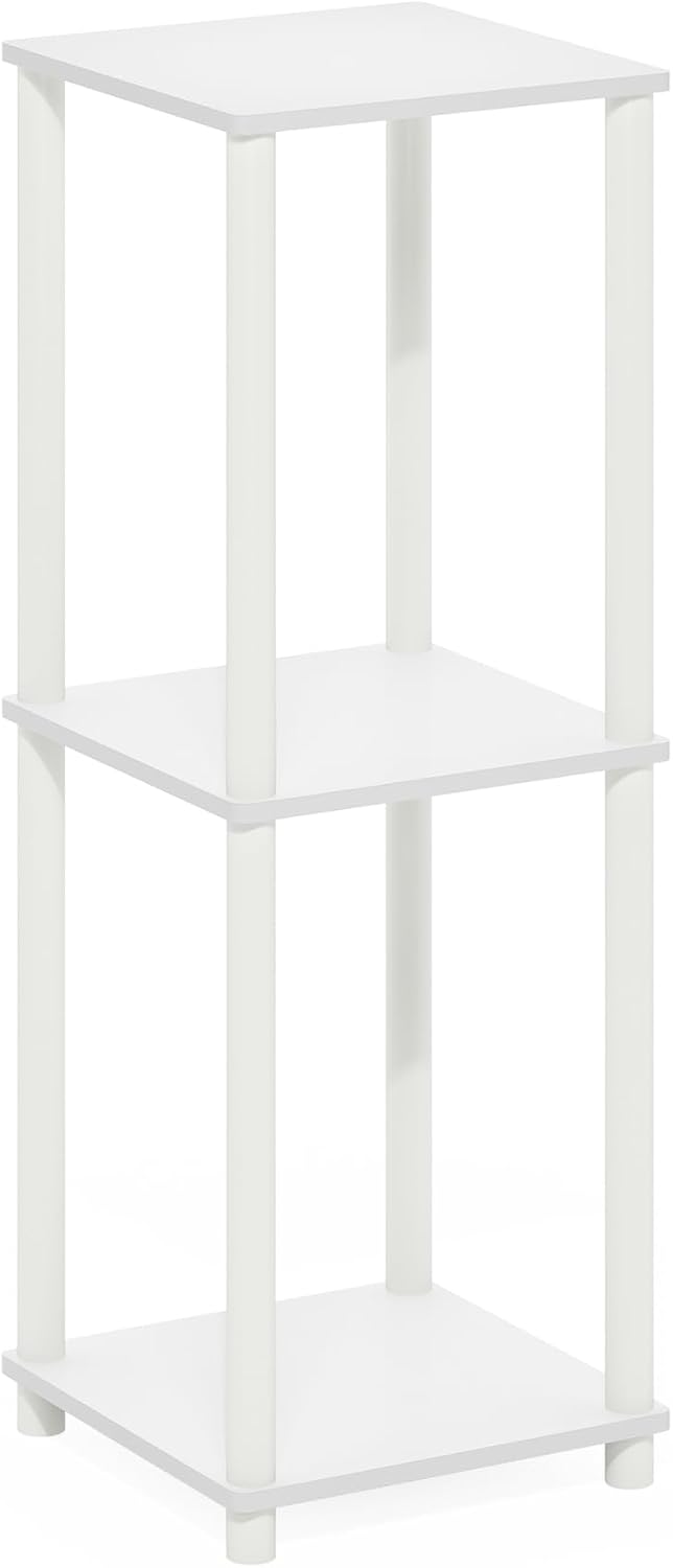 Turn-N-Tube Side Table Set of 2, 2-Tier Stackable Modern End Table with Open Shelf, Toolless Night Stand, Bedside Table, for Living Room, Bedroom, White