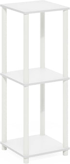 Turn-N-Tube Side Table Set of 2, 2-Tier Stackable Modern End Table with Open Shelf, Toolless Night Stand, Bedside Table, for Living Room, Bedroom, White