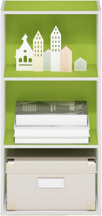 LUDER 3-Tier Book Shelf, Open Shelves Bookshelf, Green/White