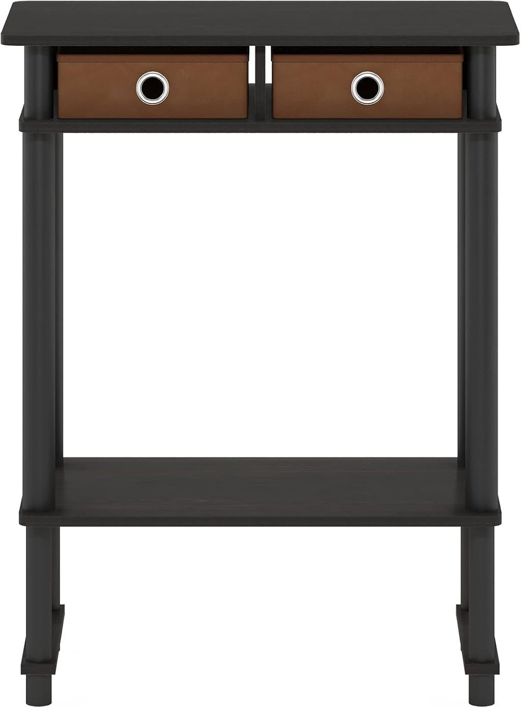 Turn-N-Tube Tall-Wide Hallway Console Table with Bin, Espresso/Brown